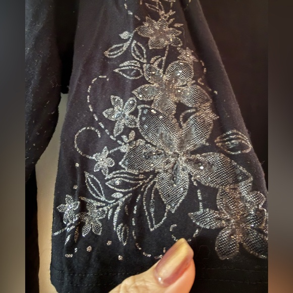 Black Floral Embellished Tie-Front Bolero - Picture 6 of 6